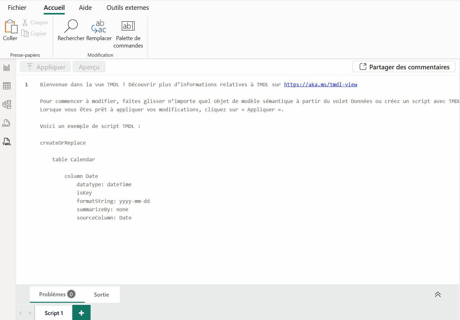 Activation de la vue TMDL
